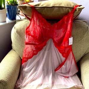 NWT Red & Pink Lace Lingerie Thong Set